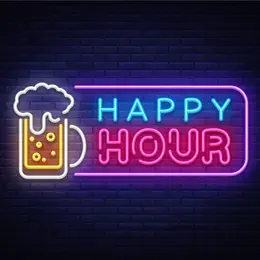 happy hour bar neon signs